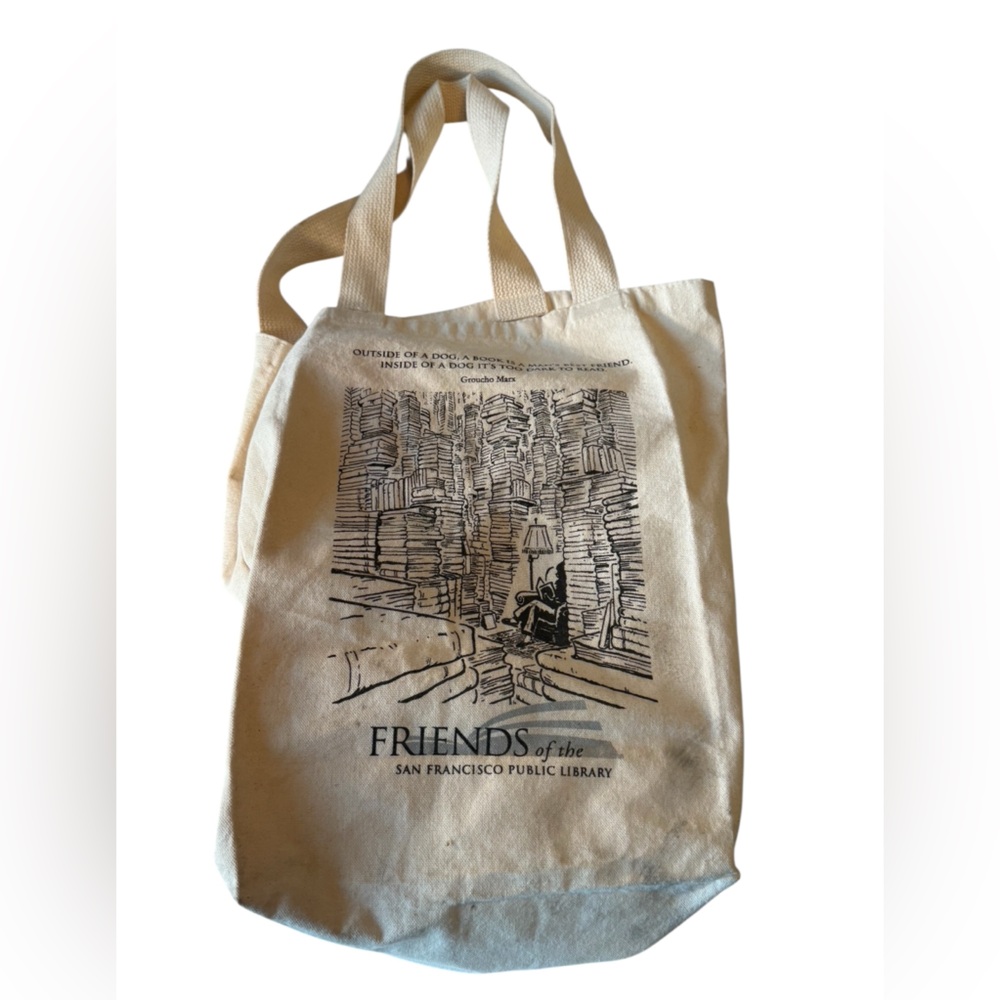 Friends of the San Francisco Library Funny Dog Book Tote Bag Rare